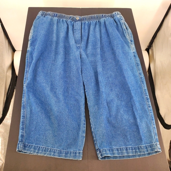 Woman Within Cropped Denim Jeans Size 22WP Petite Elastic Waist - Picture 2 of 12